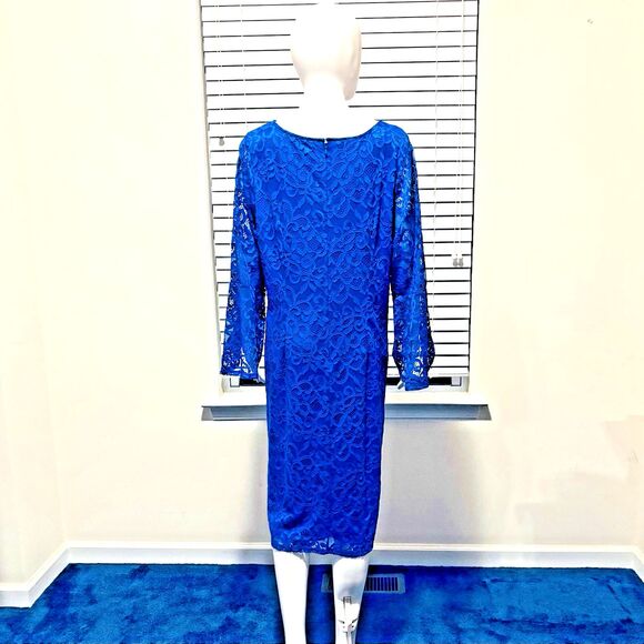 Alfani Woman, Sz 18W, Blue Formal Dress, Sheath Style, Lined, New without Tags! - Picture 7 of 12